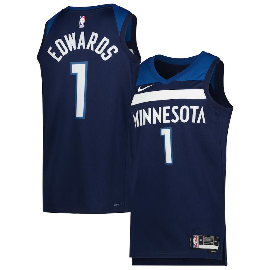 Men Minnesota Timberwolves #1 Anthony Edwards Nike Navy Icon Edition 2022-23 Swingman NBA Jersey
